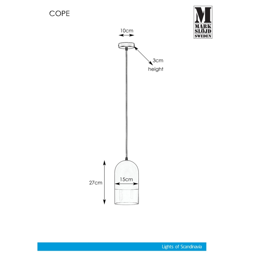 Markslöjd 108225 - Kattokruunu johdossa COPE 1xE14/18W/230V