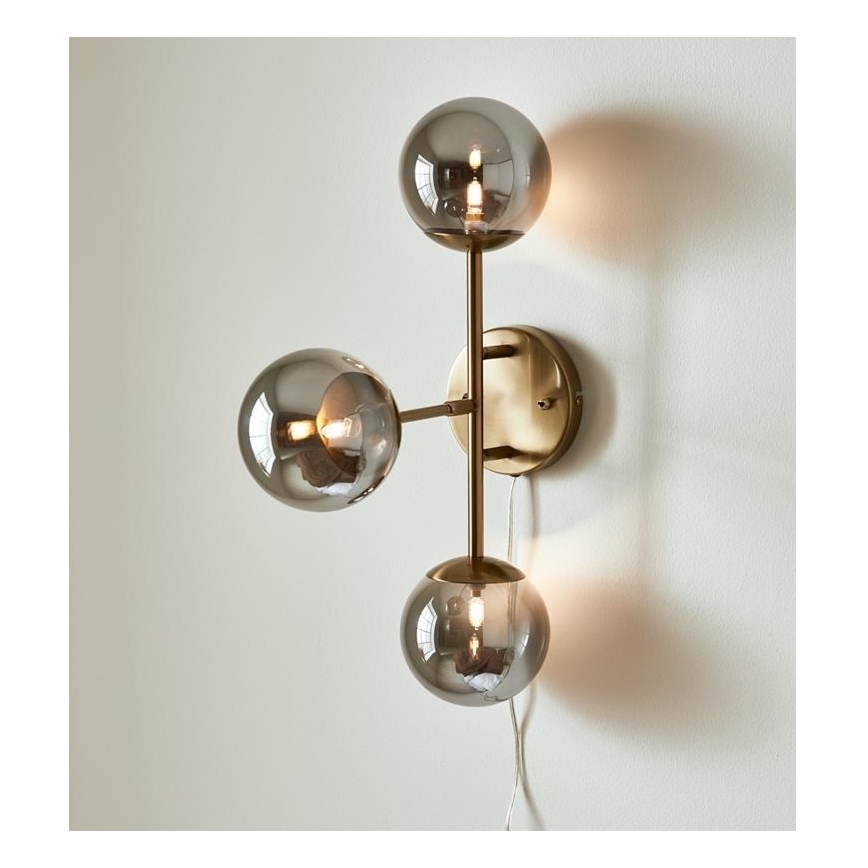 Markslöjd 108253 - Seinävalo TRINITY 3xG9/20W/230V kulta/harmaa