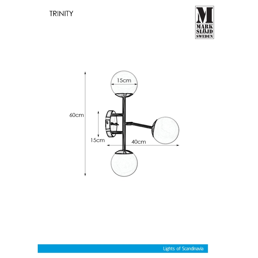 Markslöjd 108253 - Seinävalo TRINITY 3xG9/20W/230V kulta/harmaa