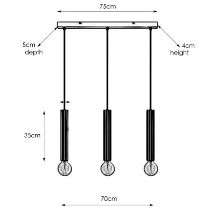Markslöjd 108261 - Kattokruunu johdossa SENCILLO 3xE27/40W/230V kulta