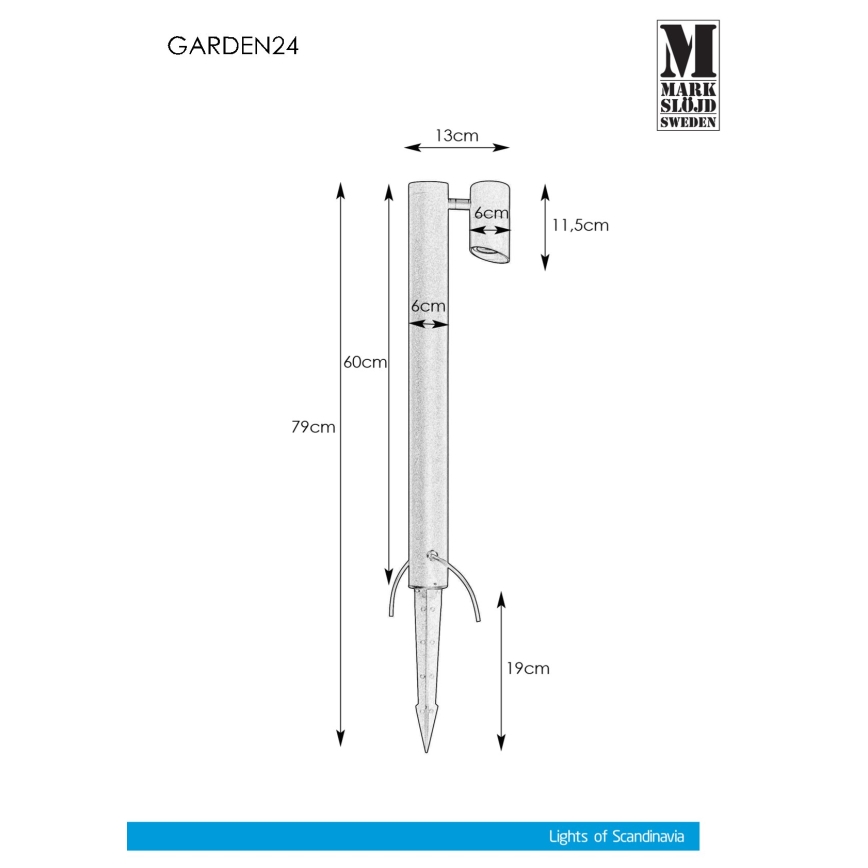 Markslöjd 108485 - LED-ulkovalaisin GARDEN24 LED/6W/24V 60 cm IP44 musta