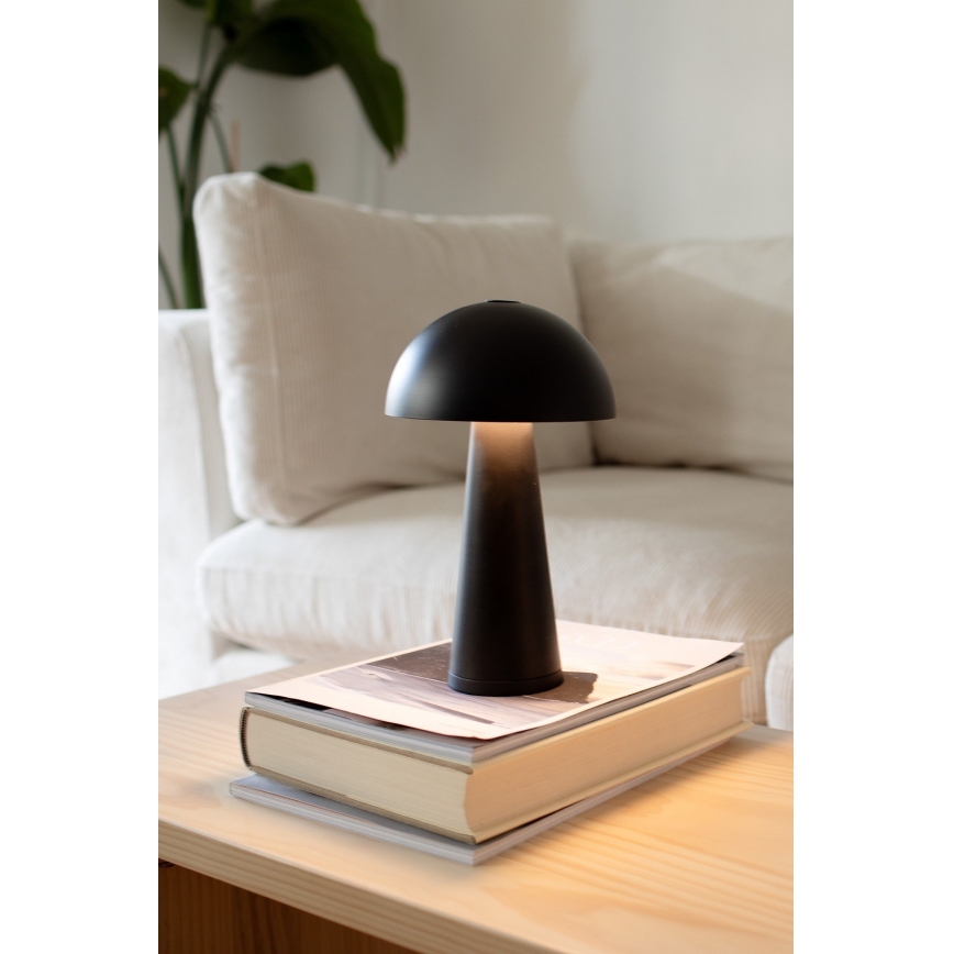 Markslöjd 108655 - himmennettävä ladattava LED-pöytälamppu FUNGI LED/1,5W/5V 2000 mAh IP44 musta