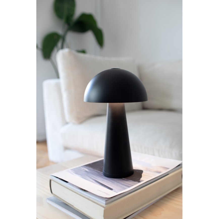 Markslöjd 108655 - himmennettävä ladattava LED-pöytälamppu FUNGI LED/1,5W/5V 2000 mAh IP44 musta