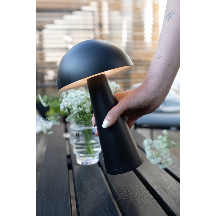 Markslöjd 108655 - himmennettävä ladattava LED-pöytälamppu FUNGI LED/1,5W/5V 2000 mAh IP44 musta