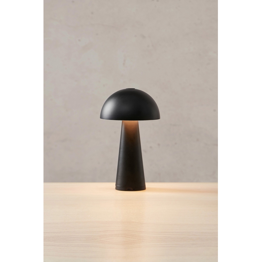 Markslöjd 108655 - himmennettävä ladattava LED-pöytälamppu FUNGI LED/1,5W/5V 2000 mAh IP44 musta