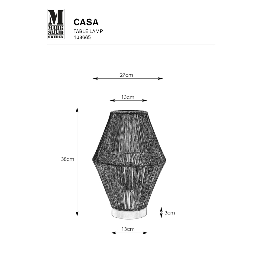 Markslöjd 108665 - Pöytävalaisin CASA 1xE27/40W/230V messinki