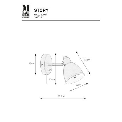 Markslöjd 108712 - Seinävalaisin STORY 1xE14/40W/230V musta