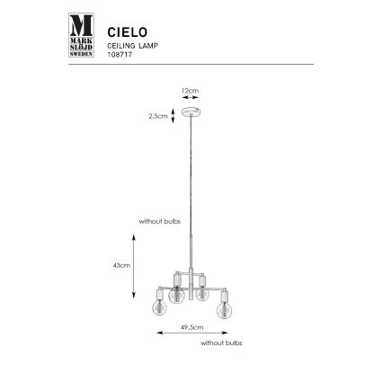 Markslöjd 108717 - Kattokruunu johdossa CIELO 6xE27/40W/230V musta