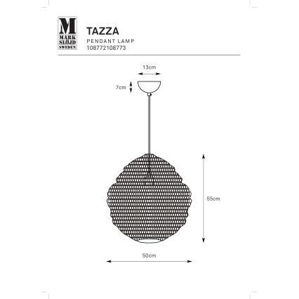 Markslöjd 108773 - Kattokruunu johdossa TAZZA 1xE27/40W/230V kulta