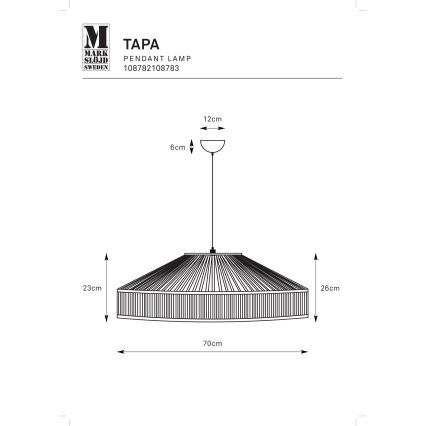 Markslöjd 108783 - Kattokruunu johdossa TAPA 1xE27/40W/230V beige/bambu