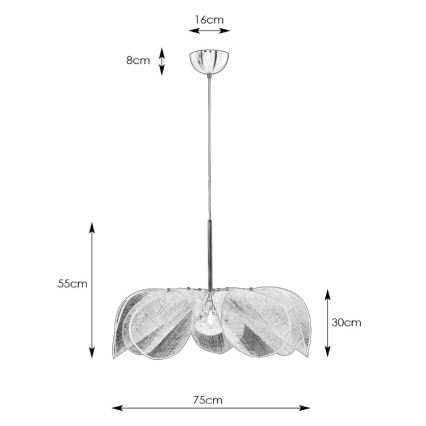 Markslöjd 108818 - Kattokruunu johdossa STYRKA 1xE27/40W/230V halkaisija 75 cm valkoinen