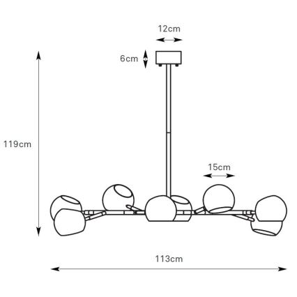 Markslöjd 108852 - Riippukattokruunu EDGAR 8xE14/40W/230V musta