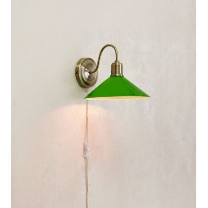 Markslöjd 108866 - Seinävalaisin VELA 1xE27/40W/230V messinki/vihreä