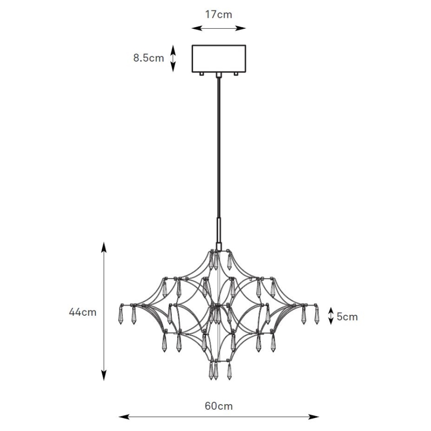 Markslöjd 108869 - LED Himmennettävä kristallikruunu narussa EFESOS LED/14W/230V halkaisija 60 cm