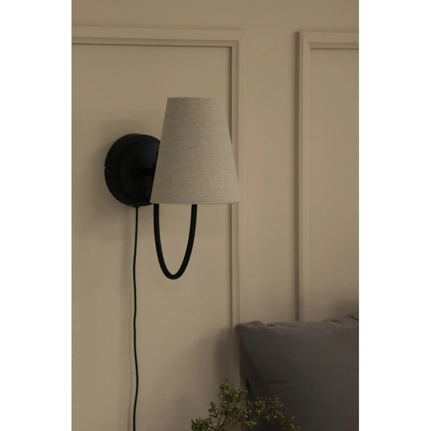 Markslöjd 108907 - Seinävalaisin AMAR 1xE14/40W/230V pellava/musta