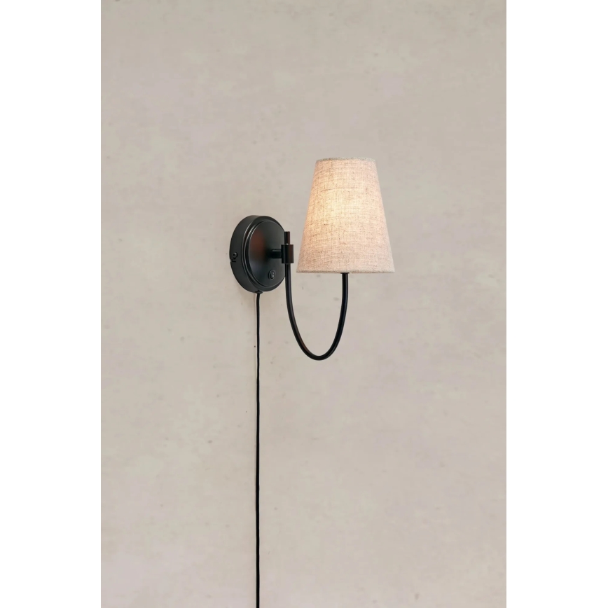 Markslöjd 108907 - Seinävalaisin AMAR 1xE14/40W/230V pellava/musta