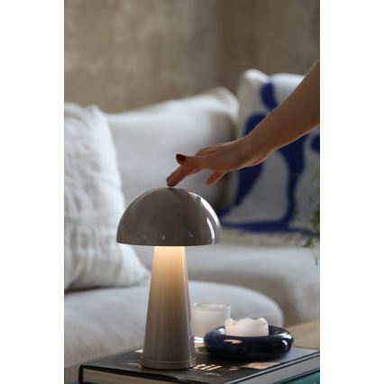 Markslöjd 108950 - FUNGI himmennettävä ladattava LED-pöytävalaisin LED/1,5W/5V 2000 mAh IP44 harmaa