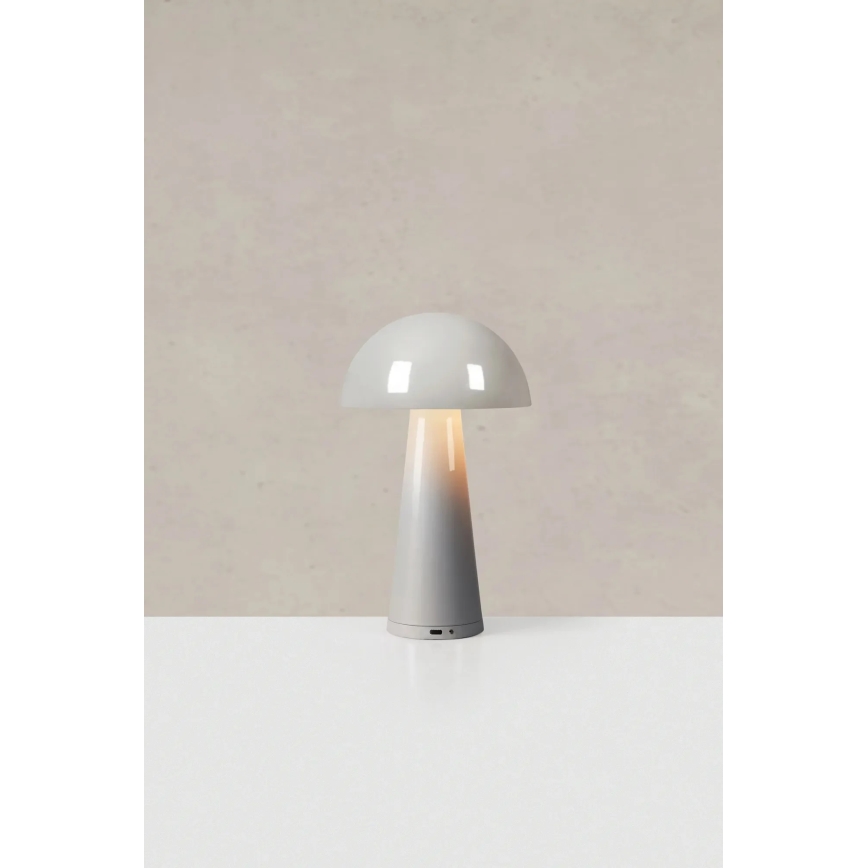 Markslöjd 108950 - FUNGI himmennettävä ladattava LED-pöytävalaisin LED/1,5W/5V 2000 mAh IP44 harmaa
