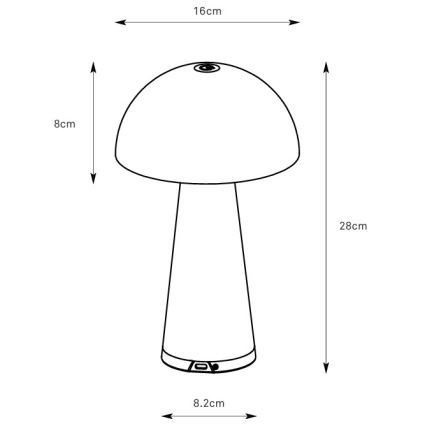 Markslöjd 108950 - FUNGI himmennettävä ladattava LED-pöytävalaisin LED/1,5W/5V 2000 mAh IP44 harmaa