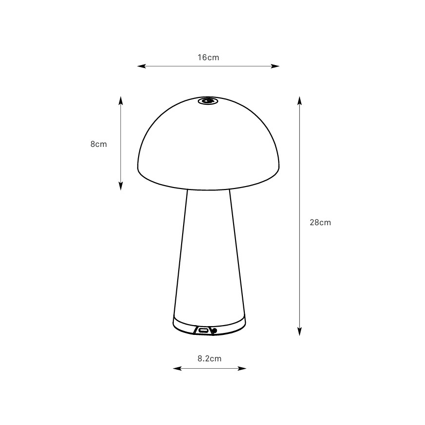 Markslöjd 108950 - FUNGI himmennettävä ladattava LED-pöytävalaisin LED/1,5W/5V 2000 mAh IP44 harmaa