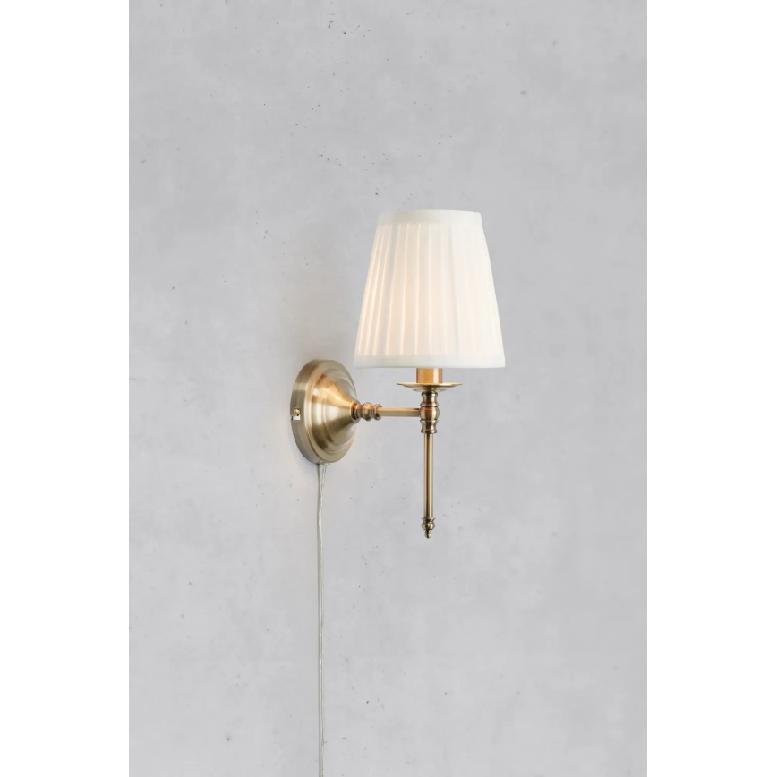 Markslöjd 108968 - Seinävalaisin MANOR 1xE14/40W/230V valkoinen/messinki