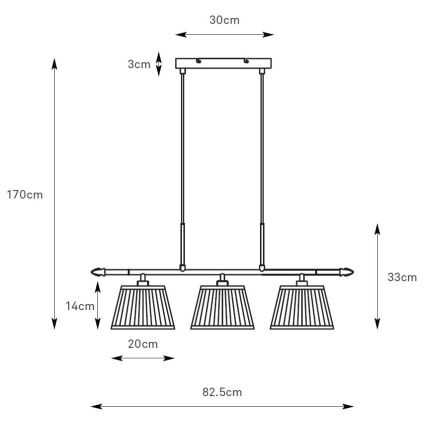 Markslöjd 108975 - OXFORD riippuvalaisin kaapelilla 3xE14/40W/230V messinki/valkoinen