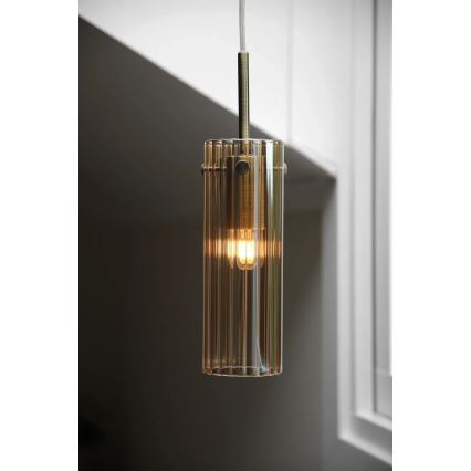 Markslöjd 109015 - TIBIA-riippuvalaisin kaapelilla, 1xE14/40W/230V, savunbeige/messinki