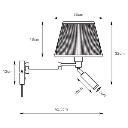 Markslöjd 109016 - LED-seinävalaisin PIVOT 1xE27/40W/230V + LED/4W kerma/musta