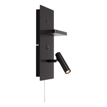 Markslöjd 109018 - LED-seinäspotti hyllyllä ja USB-portilla CARICA LED/4W/230V musta