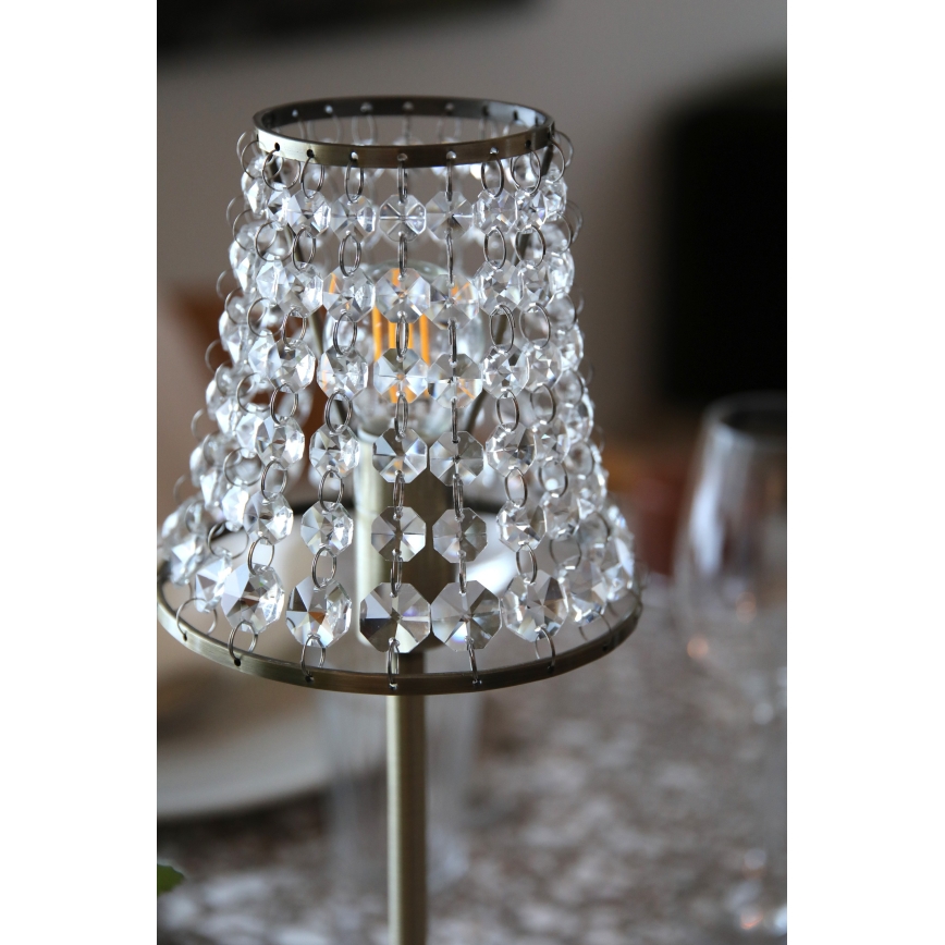 Markslöjd 109125 - LED-himmennettävä ladattava kosketusohjattu pöytälamppu LIORA 1xE14/2W/2000 mAh messinki