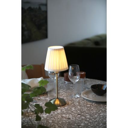 Markslöjd 109126 - LED-himmennettävä ladattava kosketustoiminen pöytävalaisin ANNO 1xE14/2W/2000 mAh valkoinen/messinki