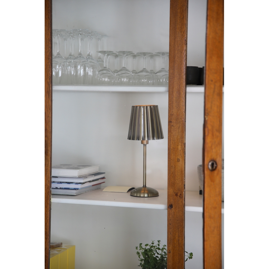 Markslöjd 109127 - LED-himmennettävä ladattava kosketusohjattu pöytälamppu CELIA 1xE14/2W/2000 mAh messinki