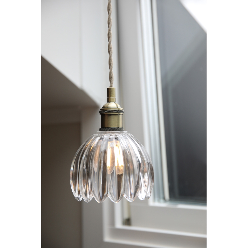 Markslöjd 109136 - Riippuvalaisin vaijerilla GOTA 1xE14/40W/230V halkaisija 13 cm messinki/kirkas