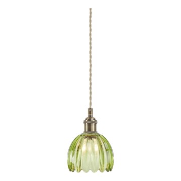 Markslöjd 109138 - GOTA-riippuvalaisin vaijerilla 1xE14/40W/230V halkaisija 13 cm savunvihreä/messinki