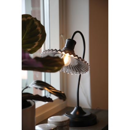 Markslöjd 109151 - Pöytävalaisin NOVIA 1xE27/60W/230V musta/savunharmaa