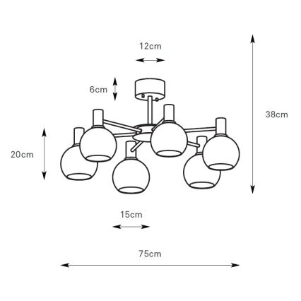 Markslöjd 109152 - Pinta-asennettava kattokruunu AMBRA 6xE14/40W/230V Ø 75 cm, kullanvärinen/savunbeige
