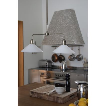 Markslöjd 109160 - VELA varrellinen kattokruunu 2xE27/60W/230V, valkoinen/messinki