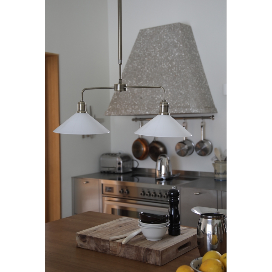 Markslöjd 109160 - VELA varrellinen kattokruunu 2xE27/60W/230V, valkoinen/messinki