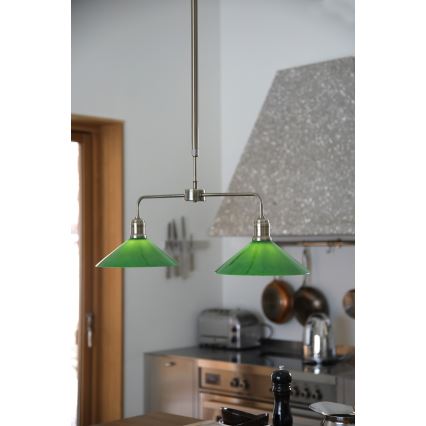 Markslöjd 109161 - Varrellinen kattovalaisin VELA 2xE27/60W/230V vihreä/messinki