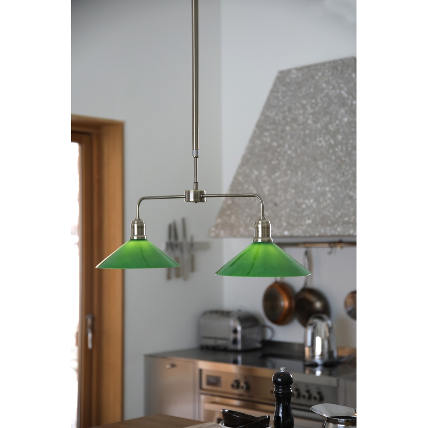 Markslöjd 109161 - Varrellinen kattovalaisin VELA 2xE27/60W/230V vihreä/messinki