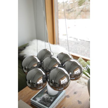 Markslöjd 109167 - Vaijerilla ripustettava kattovalaisin CUPOLO 7xE14/40W/230V, halkaisija 45 cm, kiillotettu kromi