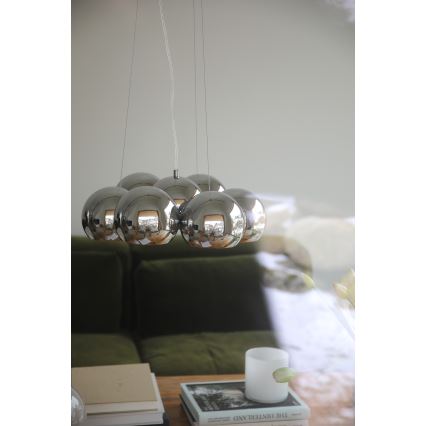 Markslöjd 109167 - Vaijerilla ripustettava kattovalaisin CUPOLO 7xE14/40W/230V, halkaisija 45 cm, kiillotettu kromi