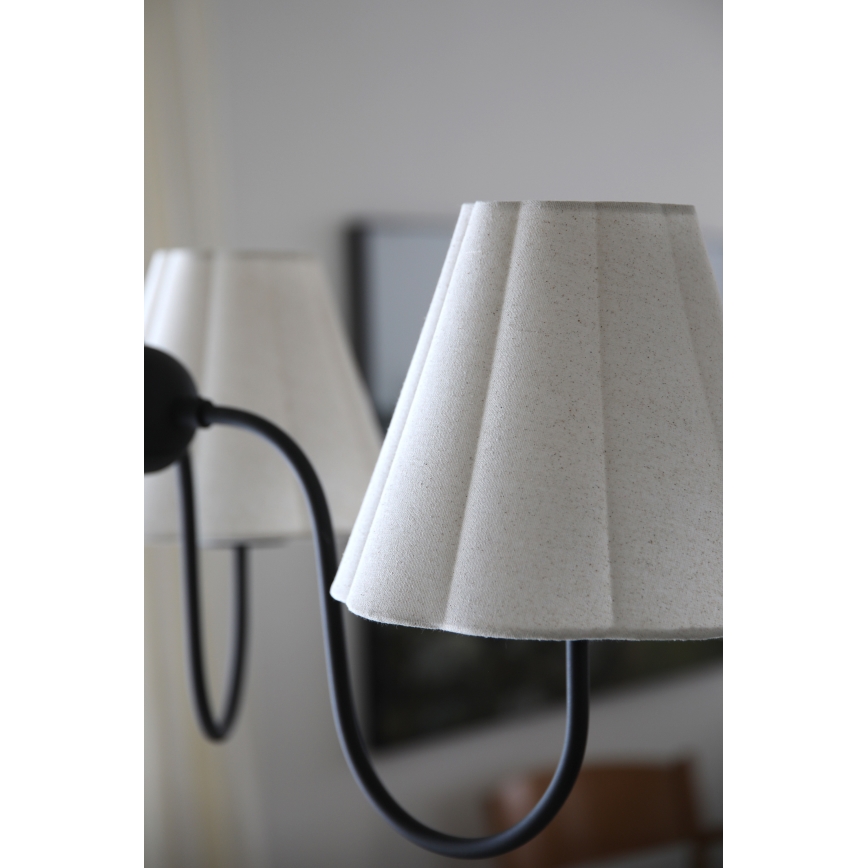 Markslöjd 109172 - VEYA-riippuvalaisin vaijerilla, 3 x E14/40W/230V, Ø 90 cm, pellava/musta