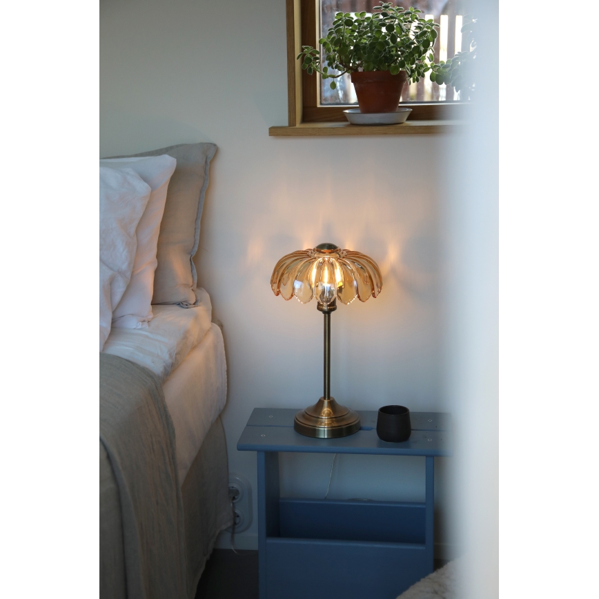 Markslöjd 109180 - Pöytävalaisin KURAGE 1xE27/60W/230V messinki/savunbeige