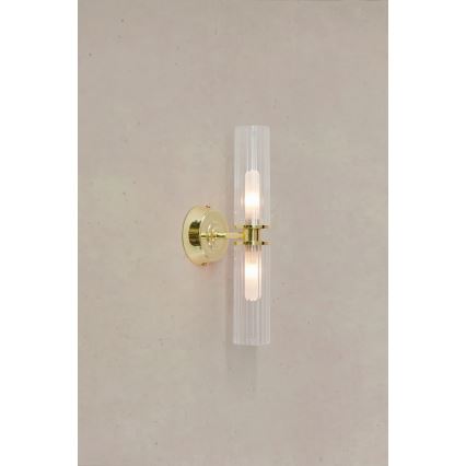 Markslöjd 109236 - Kylpyhuoneen seinävalaisin RIMINI 2xG9/20W/230V IP44 messinki