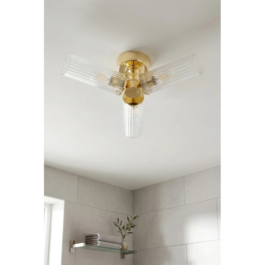 Markslöjd 109238 - Kylpyhuoneen pinta-asennettava kattovalaisin RIMINI 3xG9/20W/230V IP44 messinki