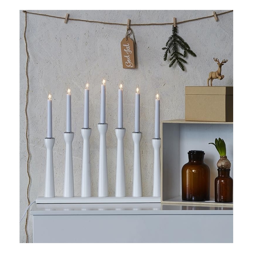 Markslöjd 702232 - Joulukynttilänjalka MASESKÄR 7xE10/3W/230V valkoinen