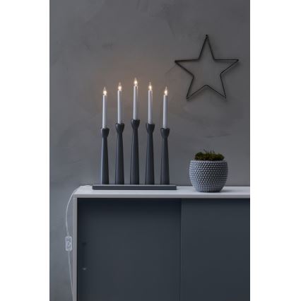 Markslöjd 704197 - Joulukynttilänjalka MASESKÄR 5xE10/3W/230V harmaa