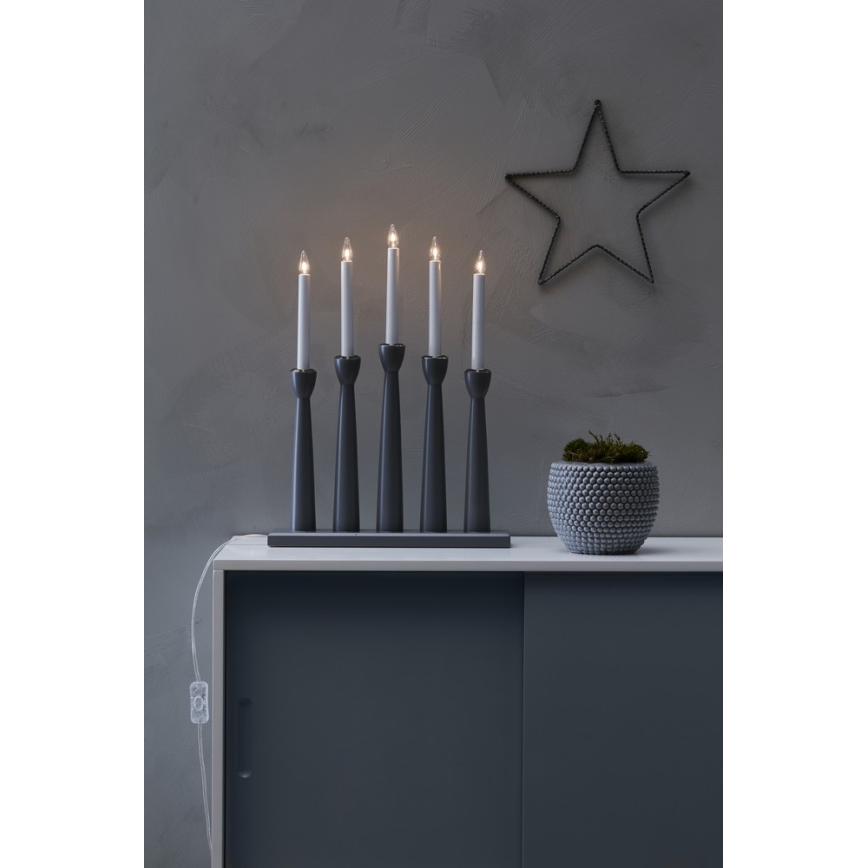 Markslöjd 704197 - Joulukynttilänjalka MASESKÄR 5xE10/3W/230V harmaa