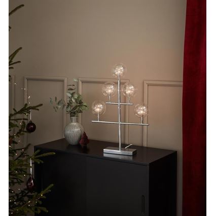 Markslöjd 704820 - Joulukynttilänjalka MAESTRO 5xE5/0,8W/230/12V kiiltävä kromi